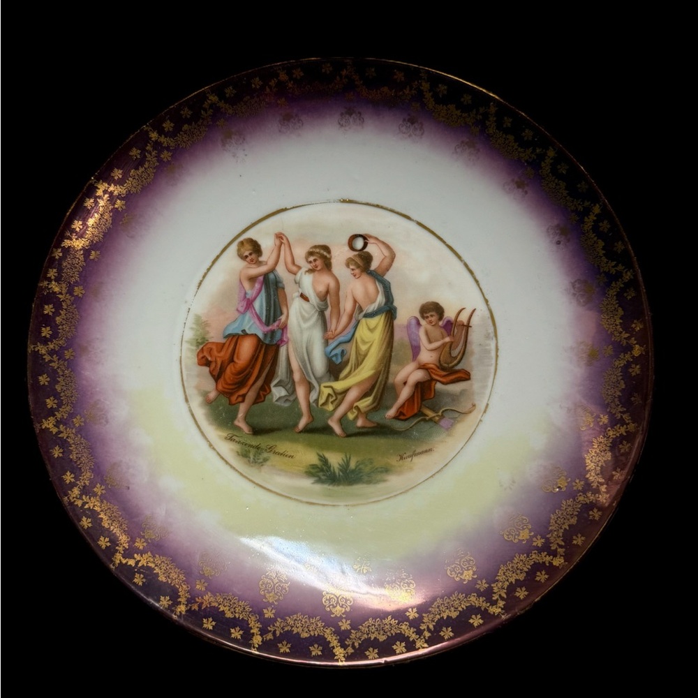 Antique Victoria Carlsbad Austria 10" Porcelain Cake Plate Portrait